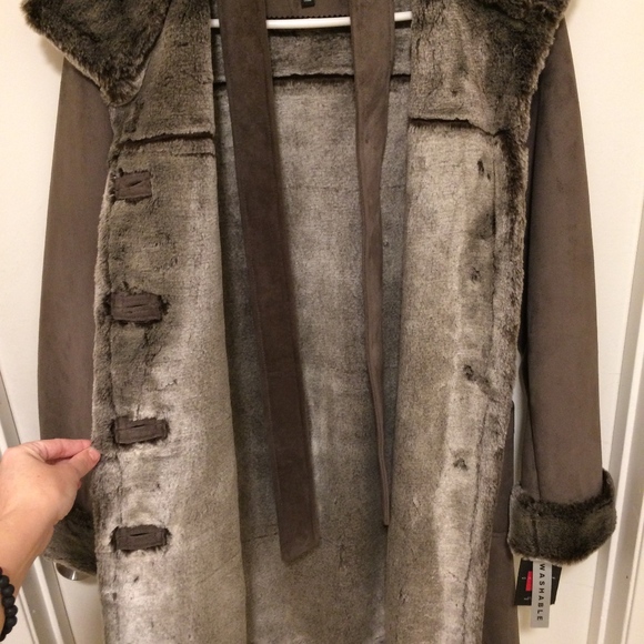 $$Drop! NWT!! Gallery Suede/Faux Fur Coat - Picture 5 of 8